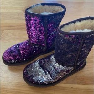 Sequin UGG boots; purple/ silver size 7